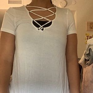 White lace-up tshirt